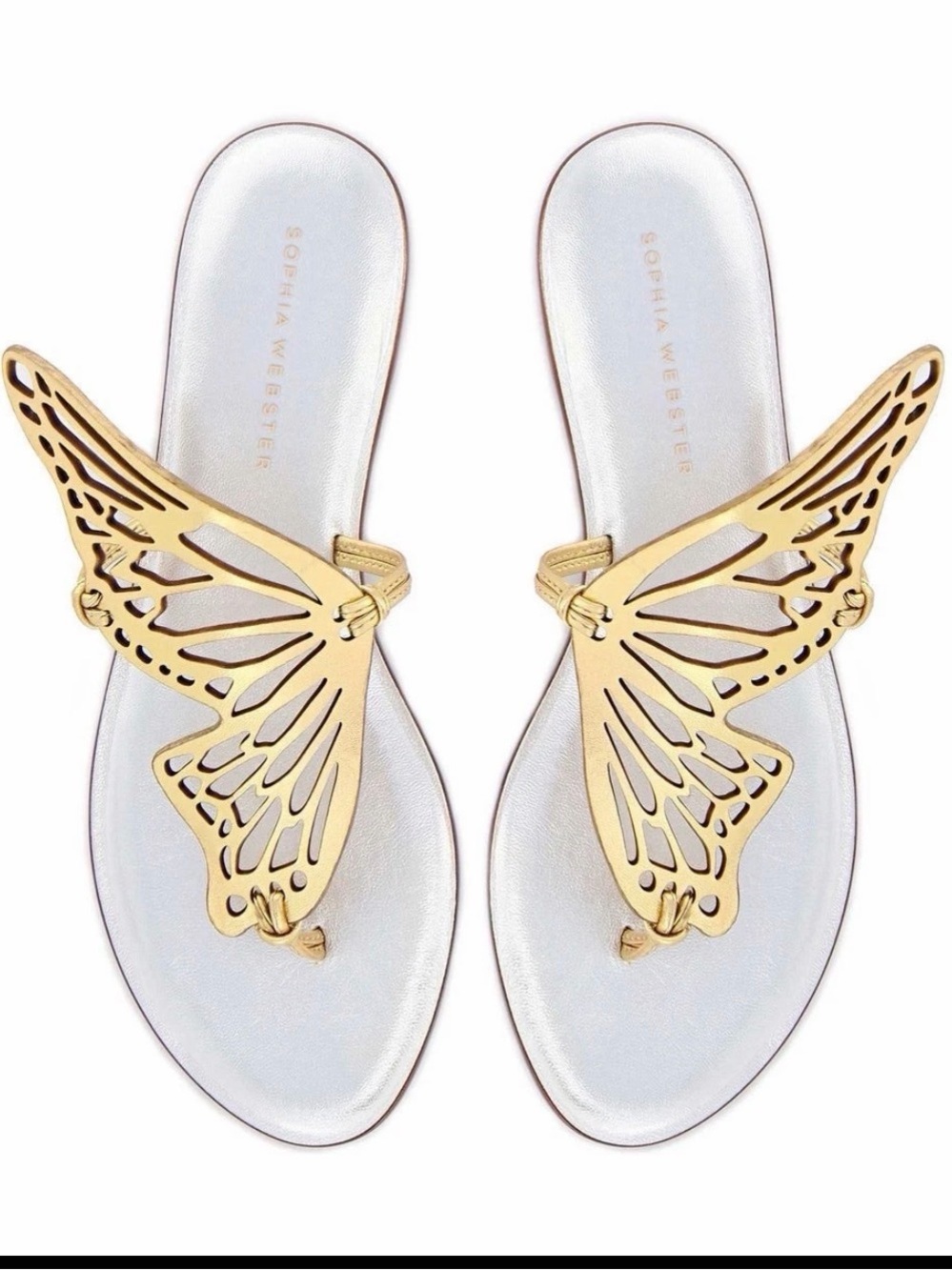 SOPHIA WEBSTER Talulah Flat Mule Gold Nappa Metallic Butterfly Cutout SZ 41